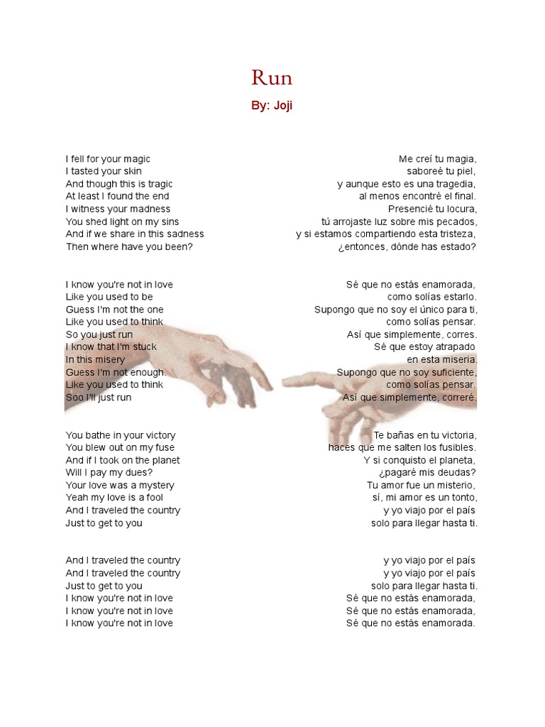 Run (Traducción y Letra) PDF Música grabada