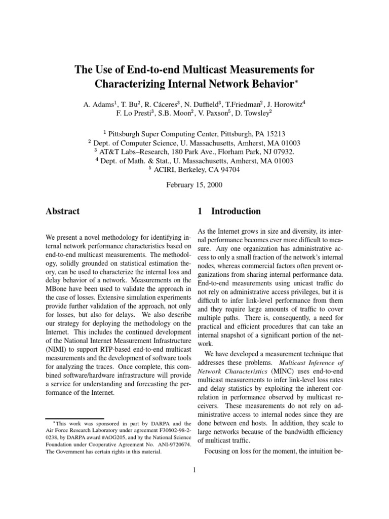 The Use of End-To-End Multicast Measurements For Characterizing ...