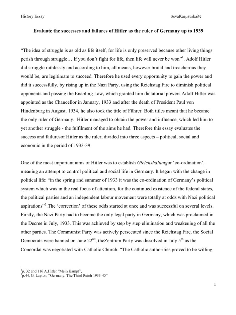 essay on adolf hitler