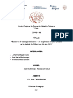 Factores de contagio del COVID-19 en jóvenes de 18 a 23 años en Villarrica, 2021