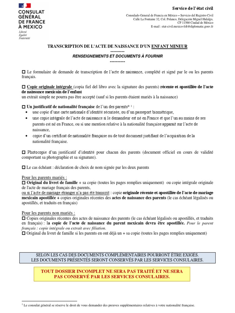 Transcription acte de naissance enfant | PDF | Sciences sociales