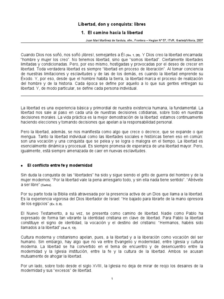 Camino hacia la libertad cristiana | PDF | Verdad | Libertad
