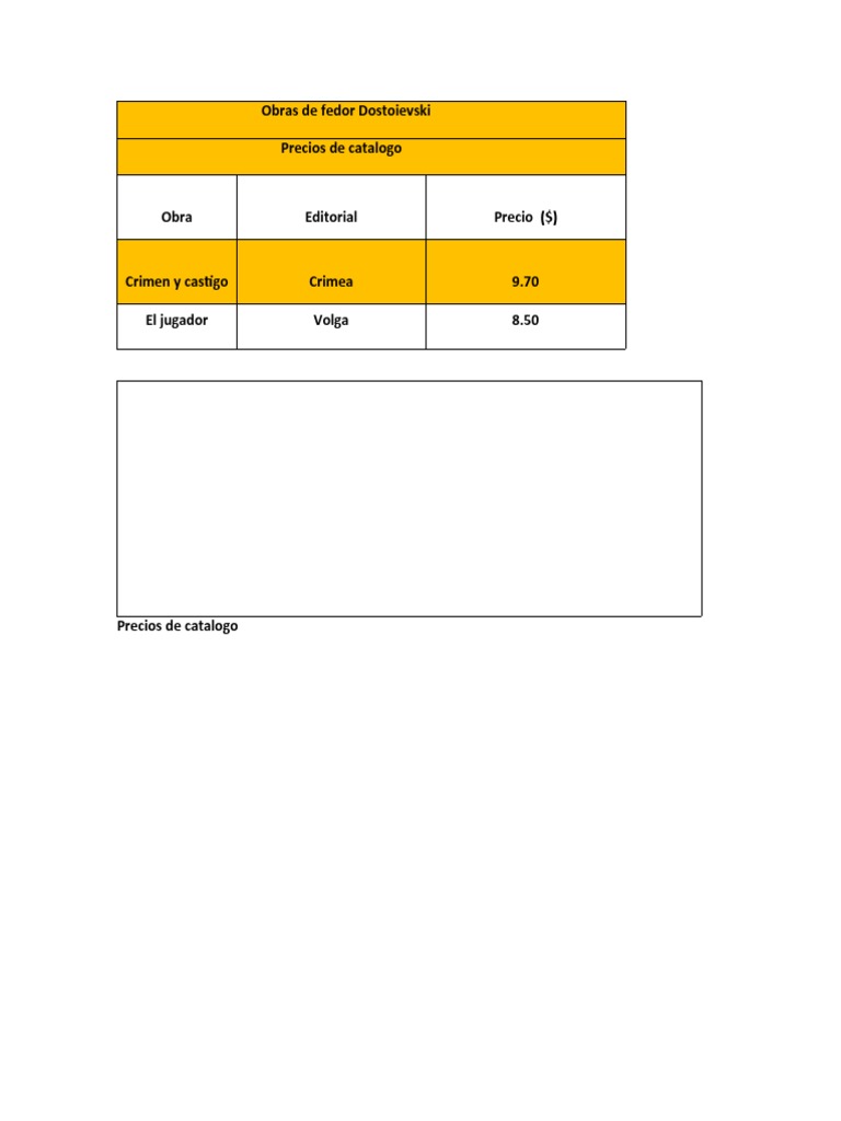 Ejercicio de Tabla para Word PDF