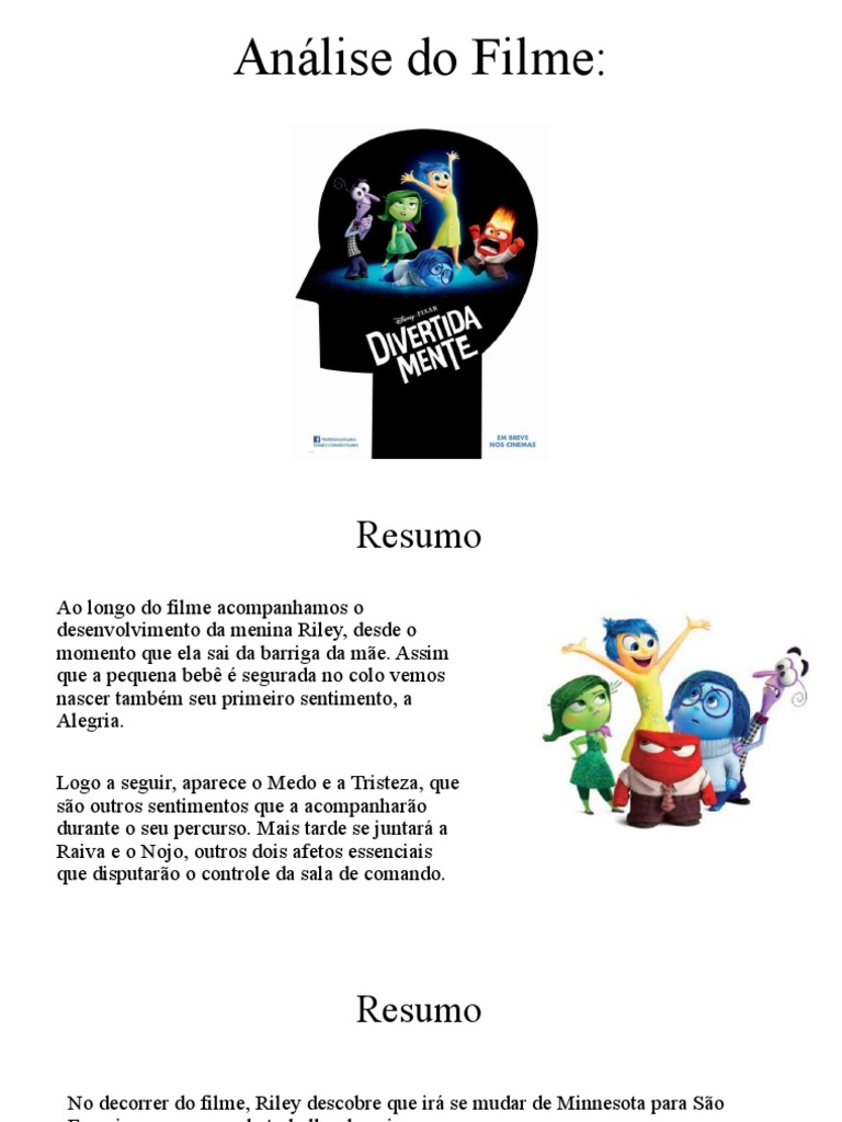 Análise do Filme - divertida mente | PDF | Psicologia