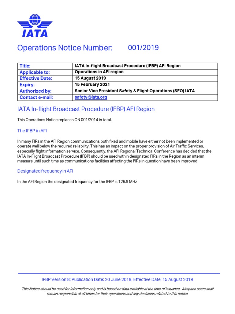 IATA IFBP Guidelines for AFI Region | PDF | Transponder (Aeronautics ...