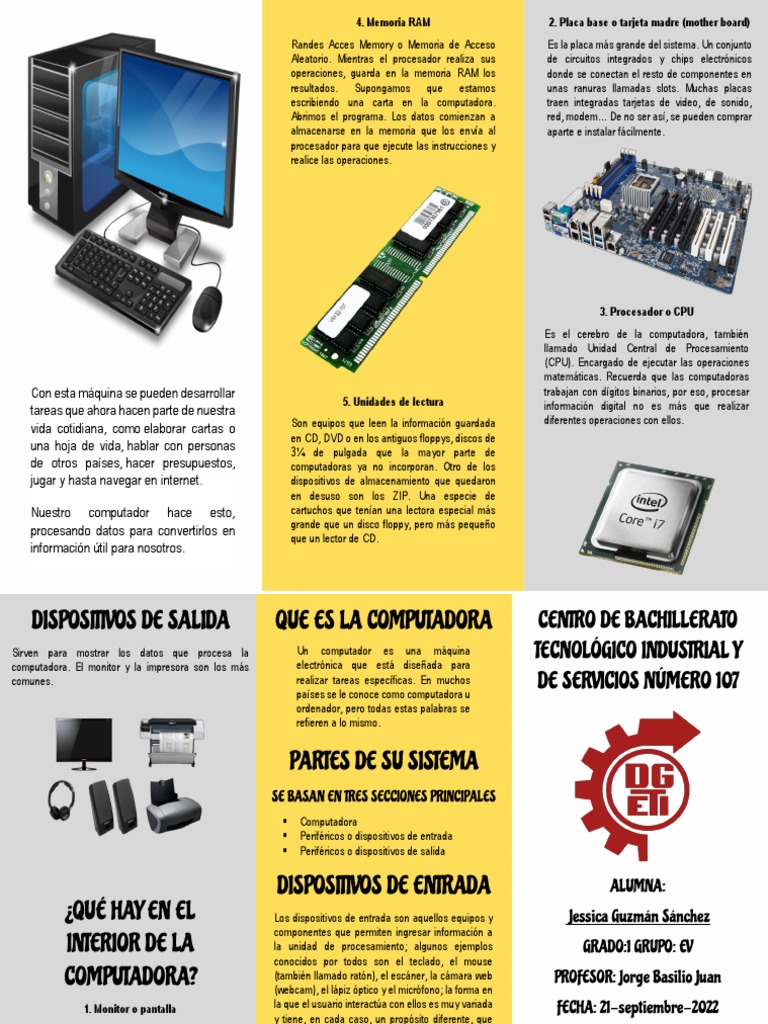 Tríptico sobre partes de la computadora | PDF | Periférico | Hardware ...