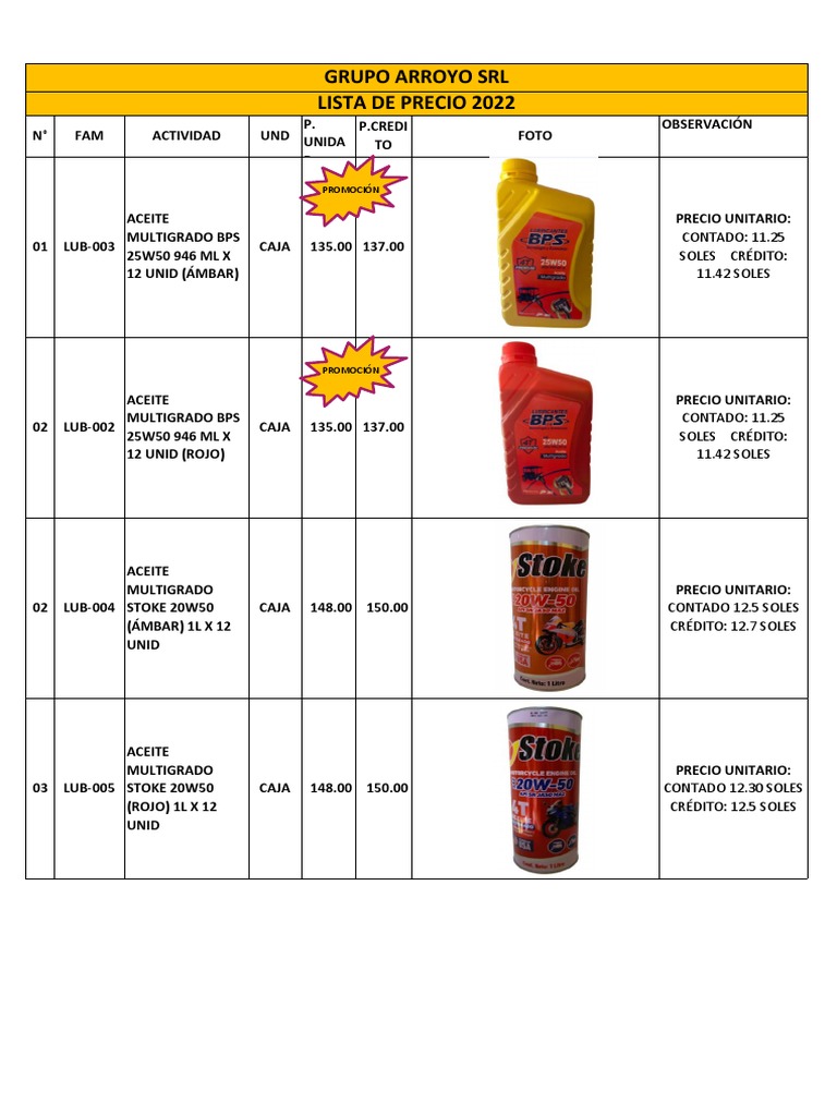 Lista de Precio OctubreI PDF