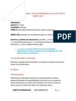 MODELO DE DEMANDA CIVIL DE INDEMNIZACIÓN POR DAÑOS Y PERJUICIOS