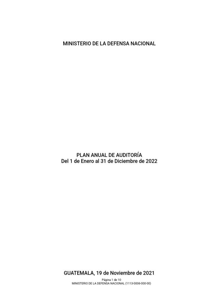 Plan Anual de Auditoría 2022 Guatemala | PDF | Auditoría