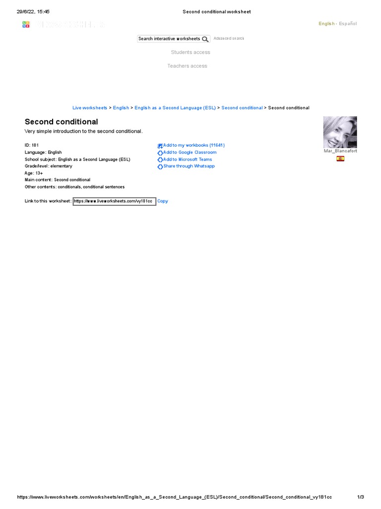 Second Conditional Worksheet | PDF | Worksheet