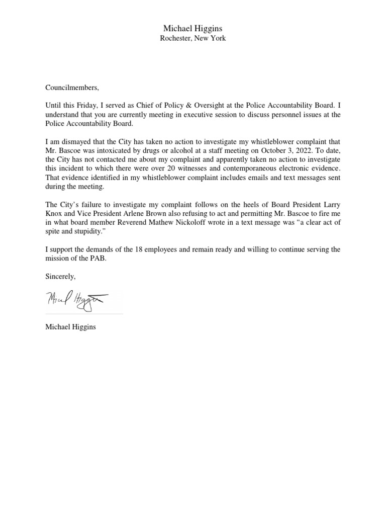 Whistleblower Complaint on PAB Incident | PDF