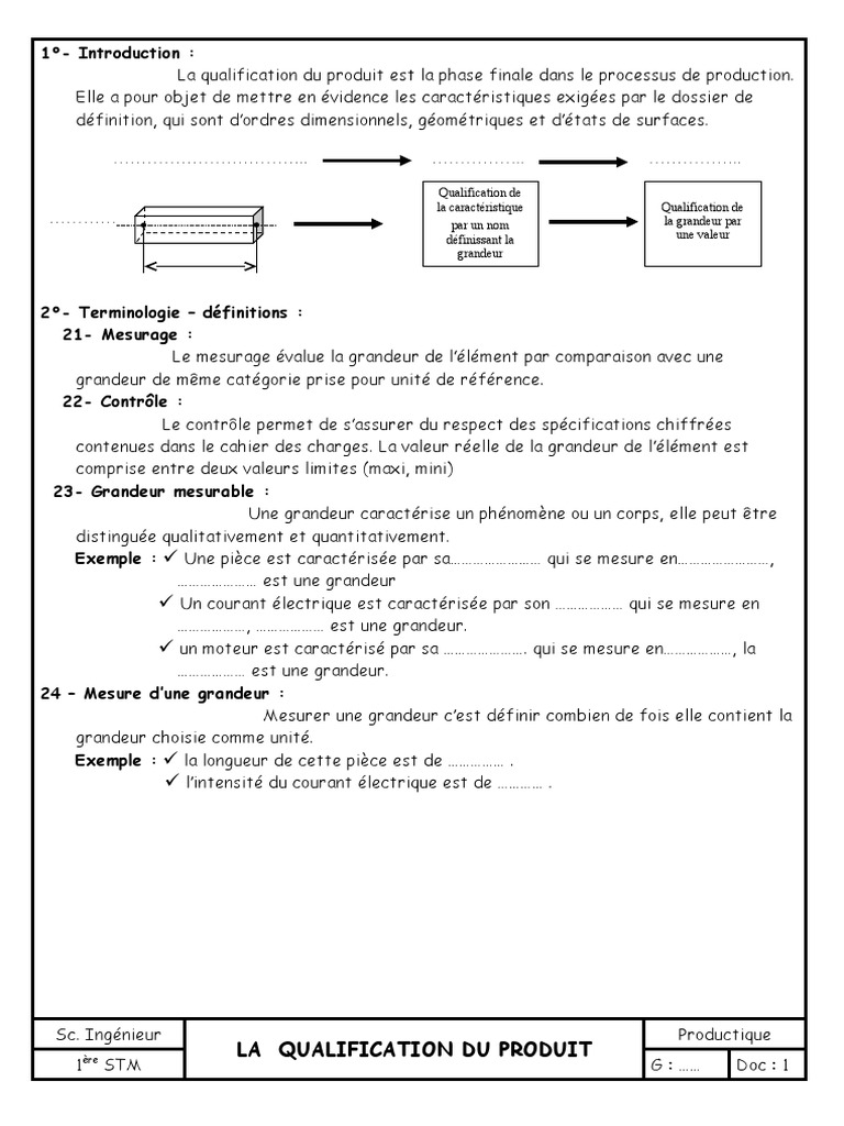Qualification des Produits et Mesures | PDF