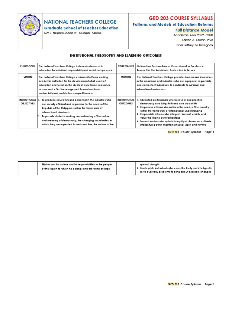 Distance Learning Copy - GED 203 (3 Units) - Patterns and Models of ...