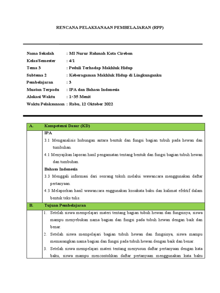 RPP Ujian Praktek PLP | PDF
