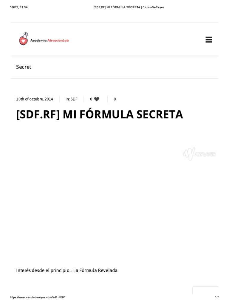 (SDF - RF) MI FÓRMULA SECRETA - CirculoDeReyes 2 | PDF