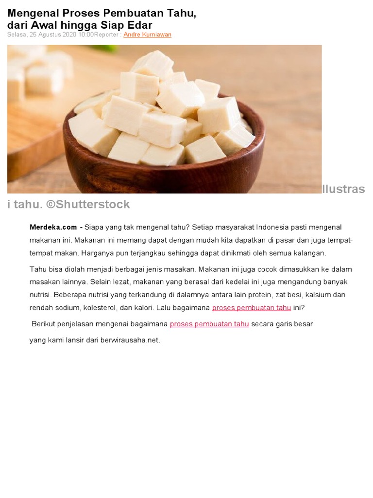 Proses Pembuatan Tahu | PDF