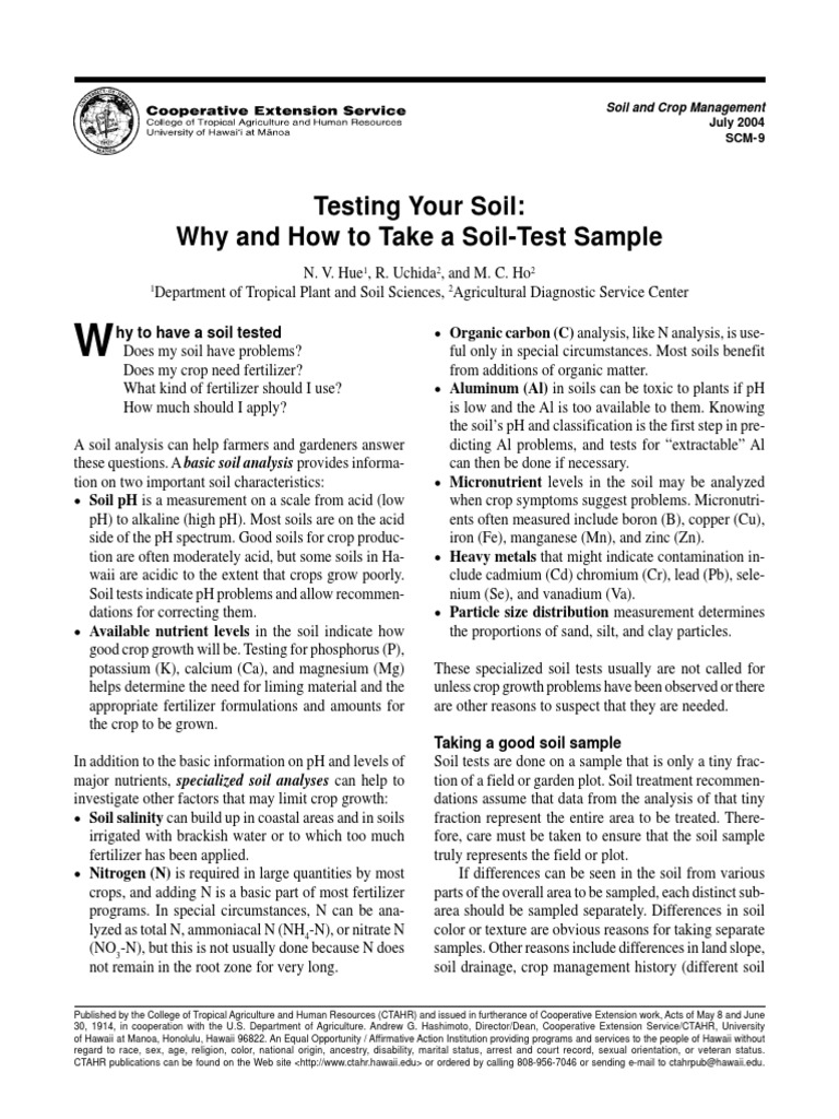 Soil Testing Guide for Farmers and Gardeners | PDF | Science ...