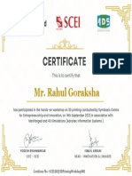Mr. Rahul Goraksha - 3D Printing Workshop Certificate