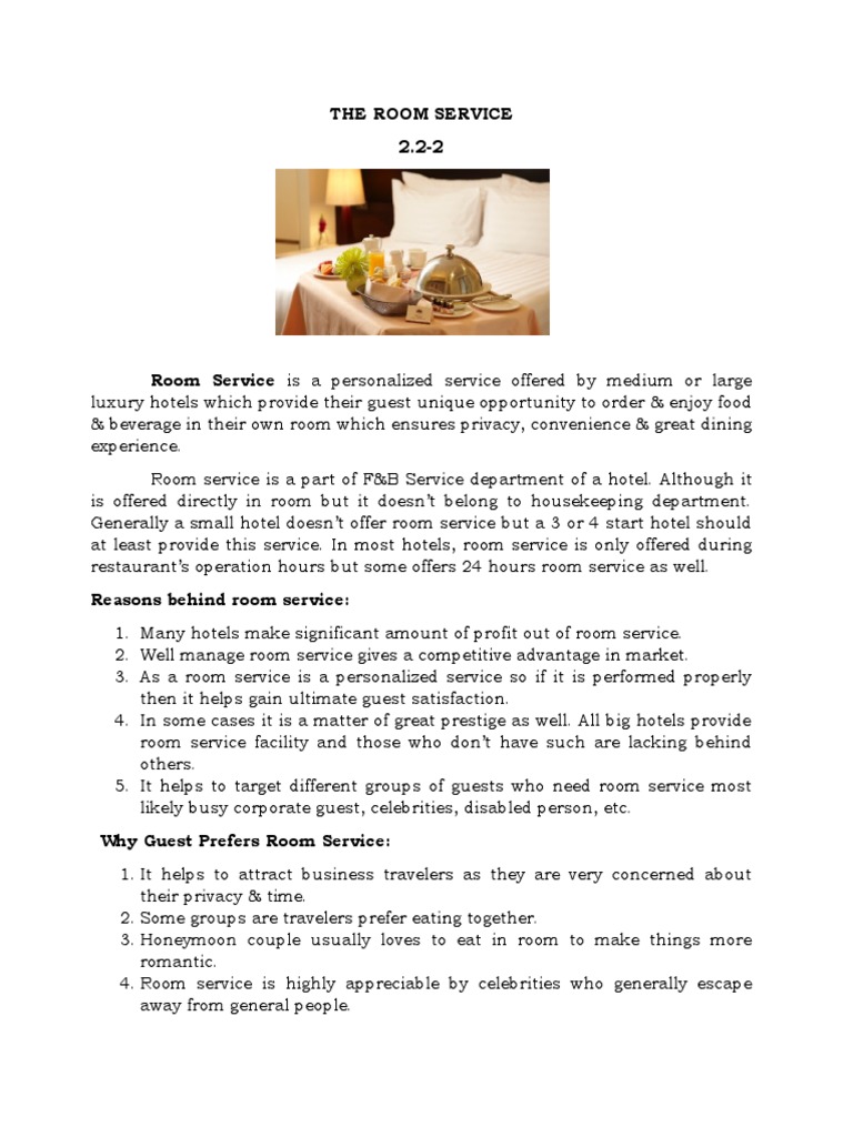 Understanding Hotel Room Service Essentials | PDF
