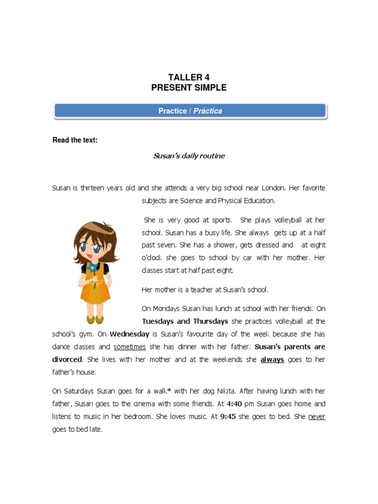 Taller 4 - Present Simple | PDF | Workweek And Weekend