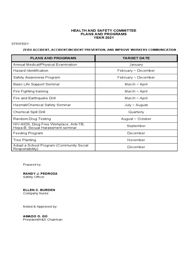 2021health and Safety Program | PDF