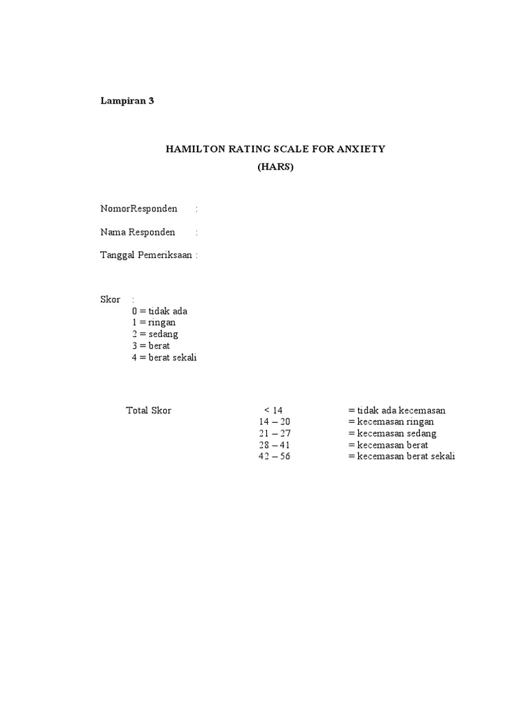Kuesioner HARS | PDF