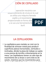 Operación de cepillado y rectificado