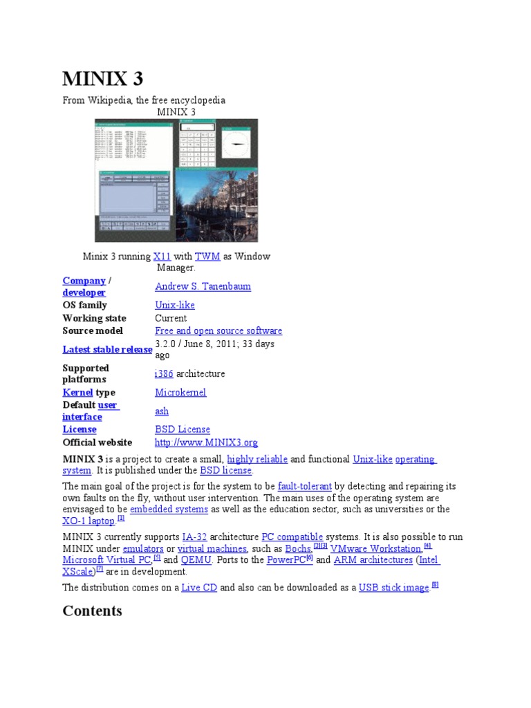 Minix 3 | PDF | Kernel (Operating System) | Unix Variants