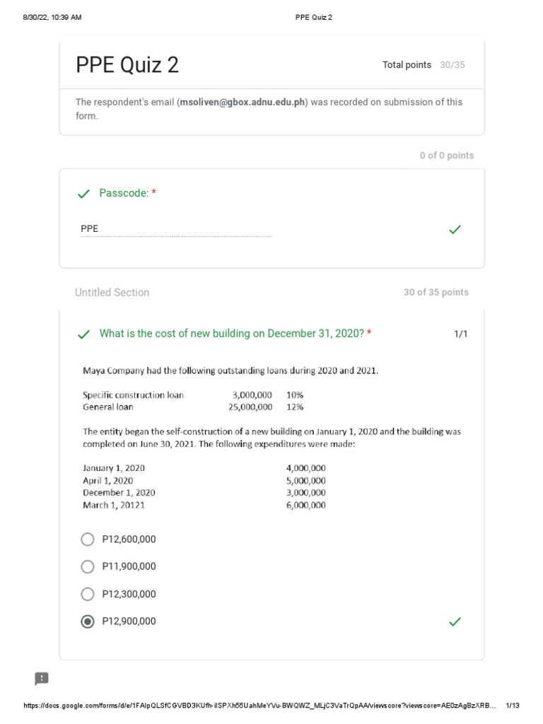 PPE Quiz 2 PDF Depreciation Corporations