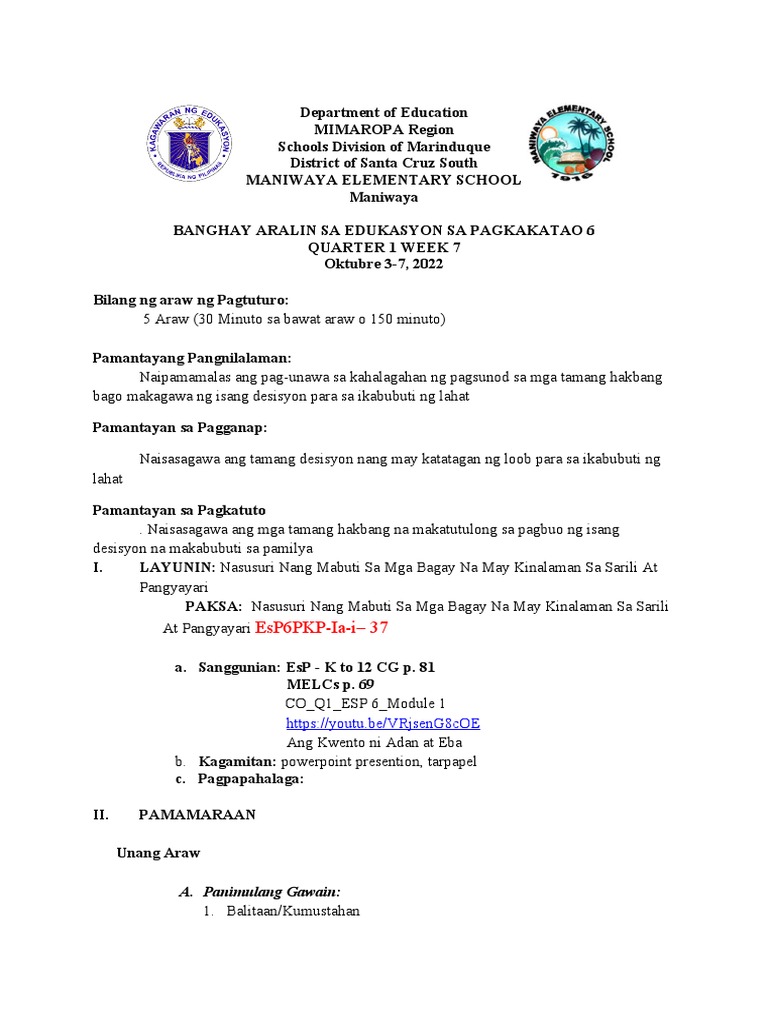 Esp 6 Quarter 1 Week 7 Day 1 5 | PDF