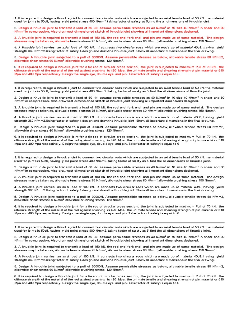 Knuckle Joint Problems PDF Strength Of Materials Stress (Mechanics)