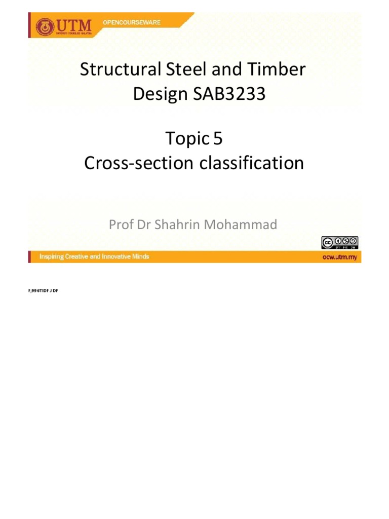 Classification of Structural Steel Sections Based on WidthtoThickness