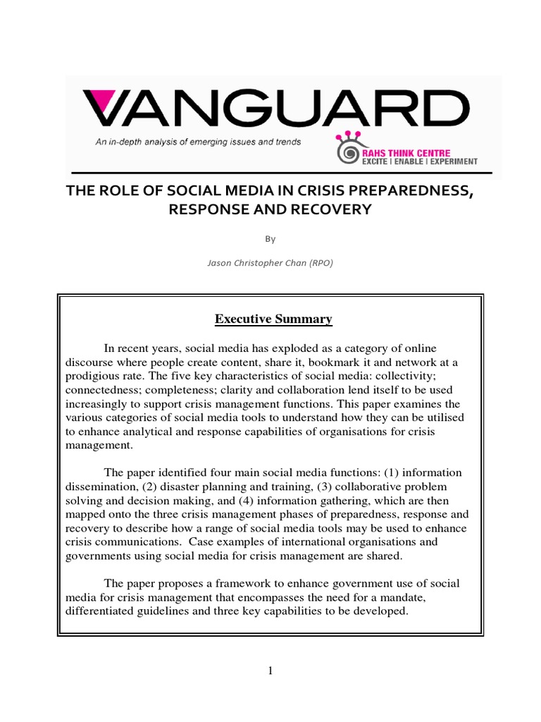 The Role of Social Media in Crisis Preparedness, Response and Recovery ...
