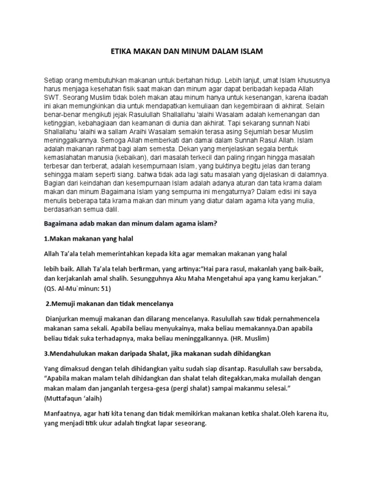 Bagaimana Islam Mengajarkan Etika Makan dan Minum?