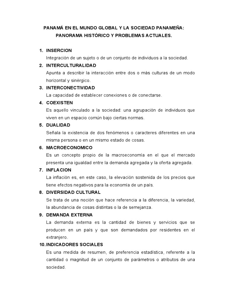 Panamá en El Mundo Global y La Sociedad Panameña. | PDF | Capital ...