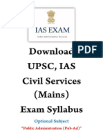 UPSC IAS Civil Services Mains Optional Subject Public Administration Pub Ad Exam Syllabus