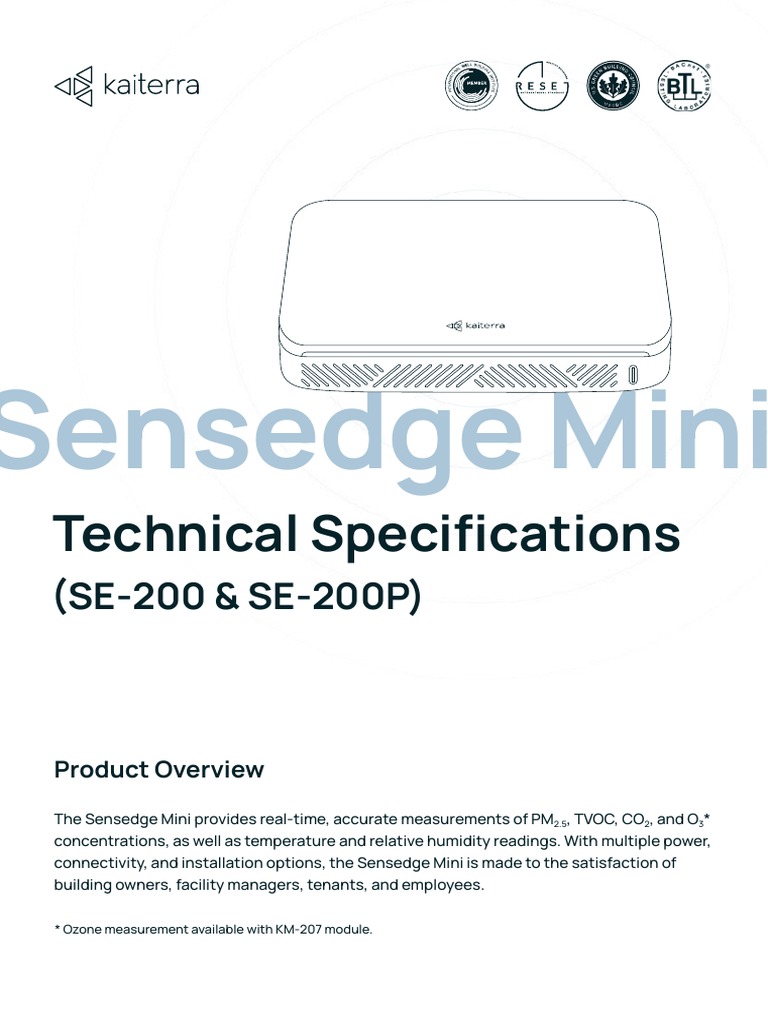 Sensedge Mini: Specs & Features Overview | PDF | Particulates | Sensor