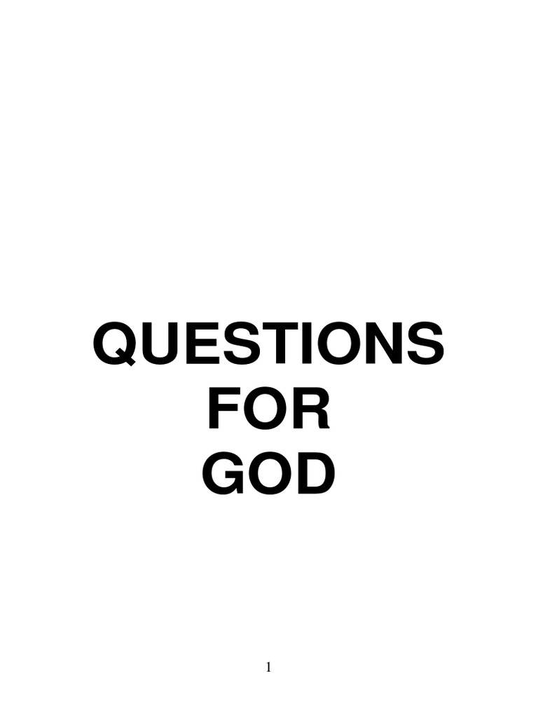 QUESTIONS ABOUT GOD intelligence overview