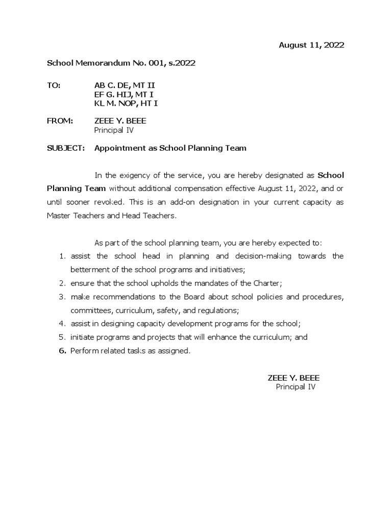 School Memorandum PDF