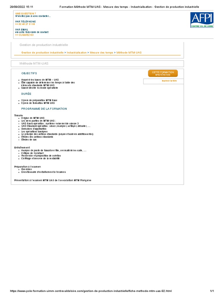 Formation Méthode MTM-UAS - Mesure Des Temps - Industrialisation ...