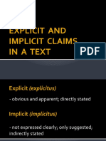 Explicit and Implicit Claims