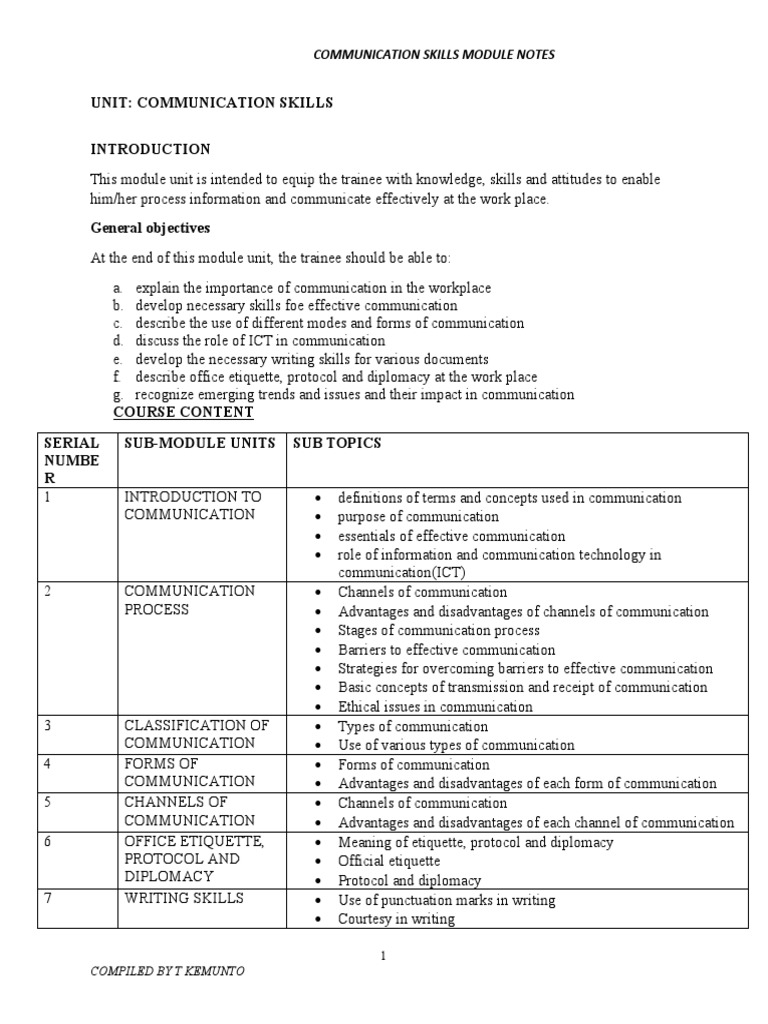 Communication Skills Module Overview | PDF | Communication | Information