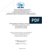 La Red de Bibliotecas Públicas, Como Gestión Del Conocimiento Y Difusión de La Música Y El Patrimonio Cultural Del Estado Sucre. Año 2019