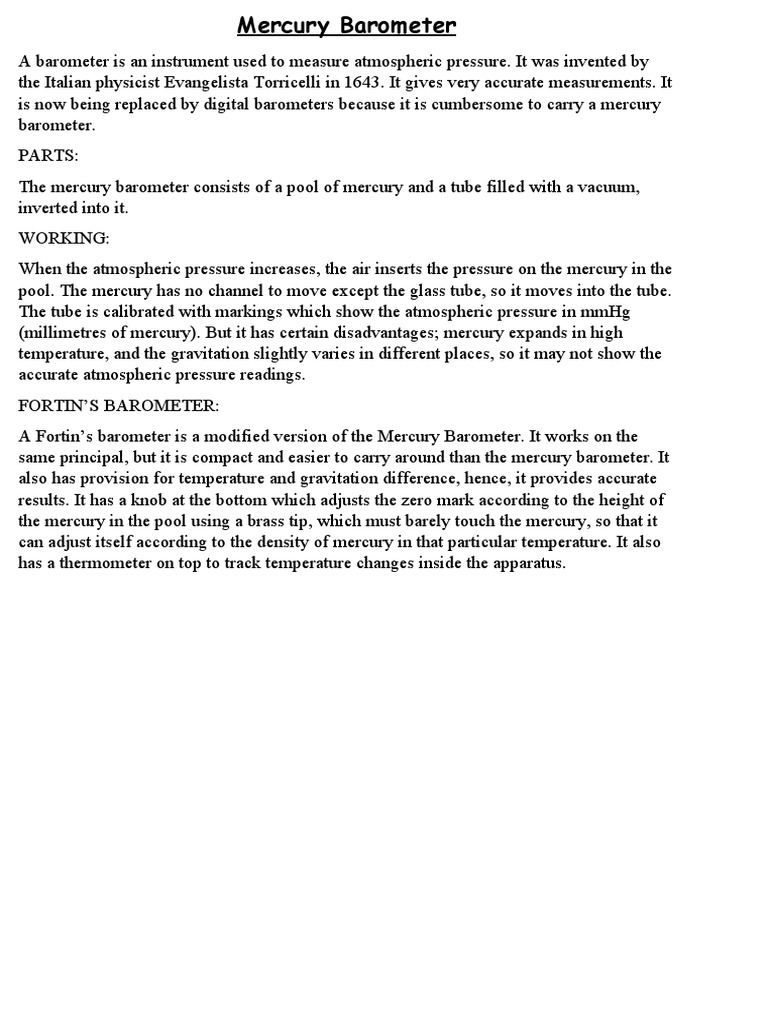 Mercury Barometer PDF