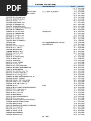 Herbert Lourenco Unclaimed Warrant Listings Overview | PDF | Companies