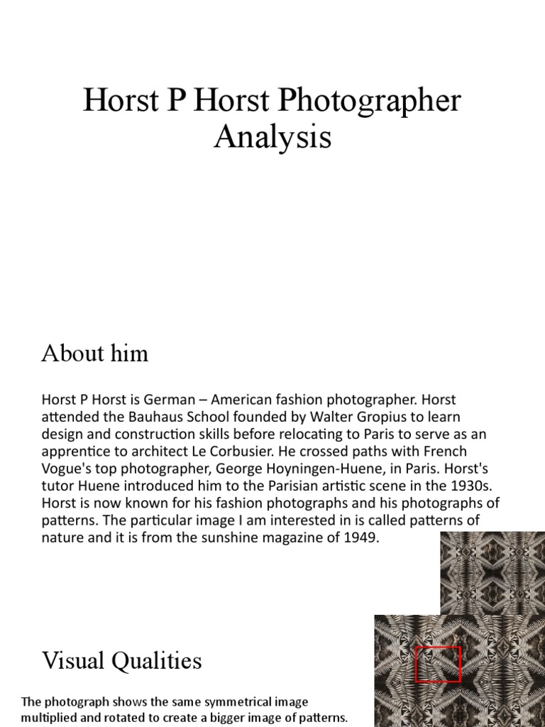 Horst P Horst: Patterns in Photography | PDF