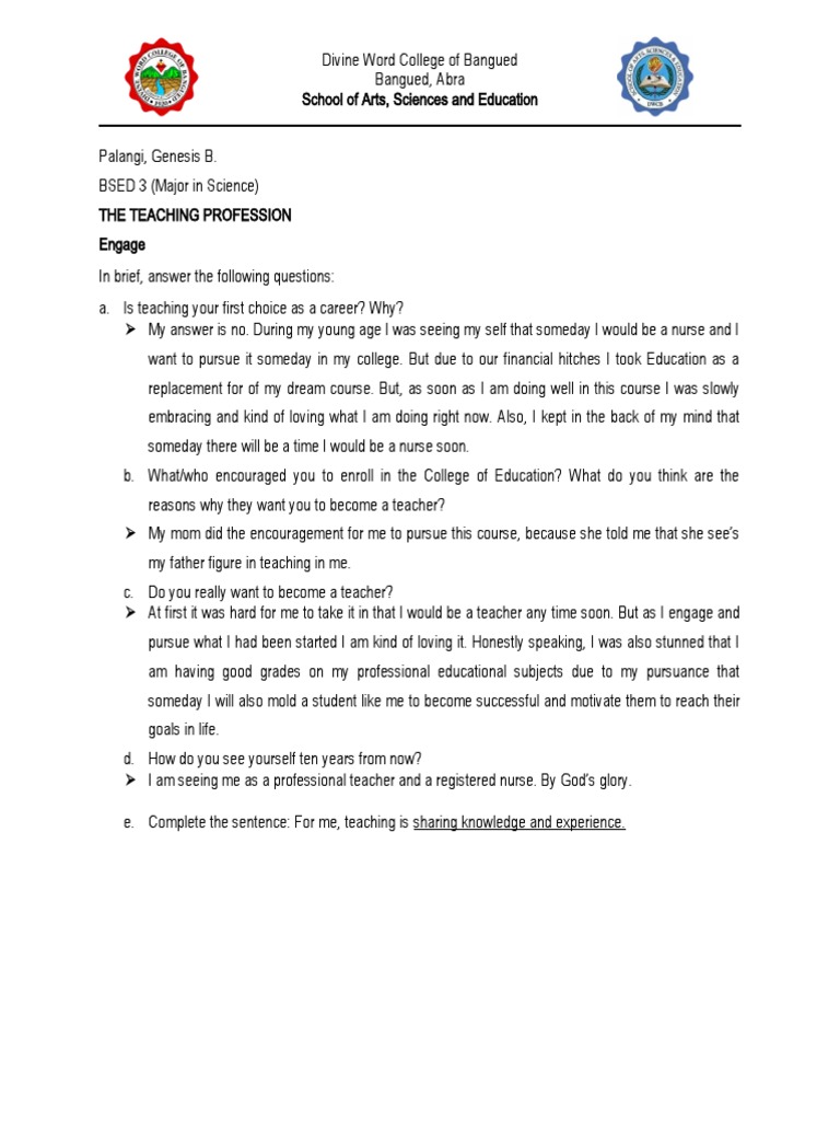 Teaching As A Profession As A Vocation And Mission Pdf Pedagogy