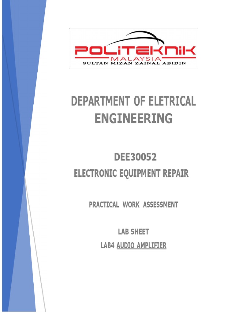 Audio Amplifier Lab Guide | PDF | Electrical Circuits | Electrical ...