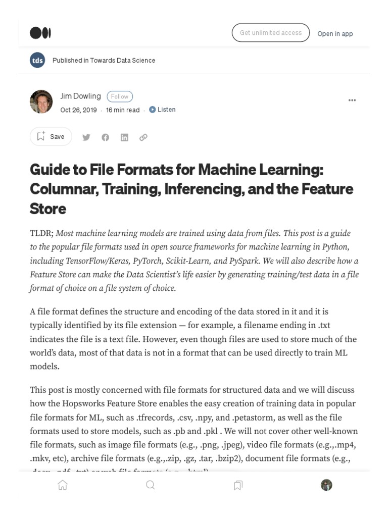 Guide to file formats for machine learning columnar training