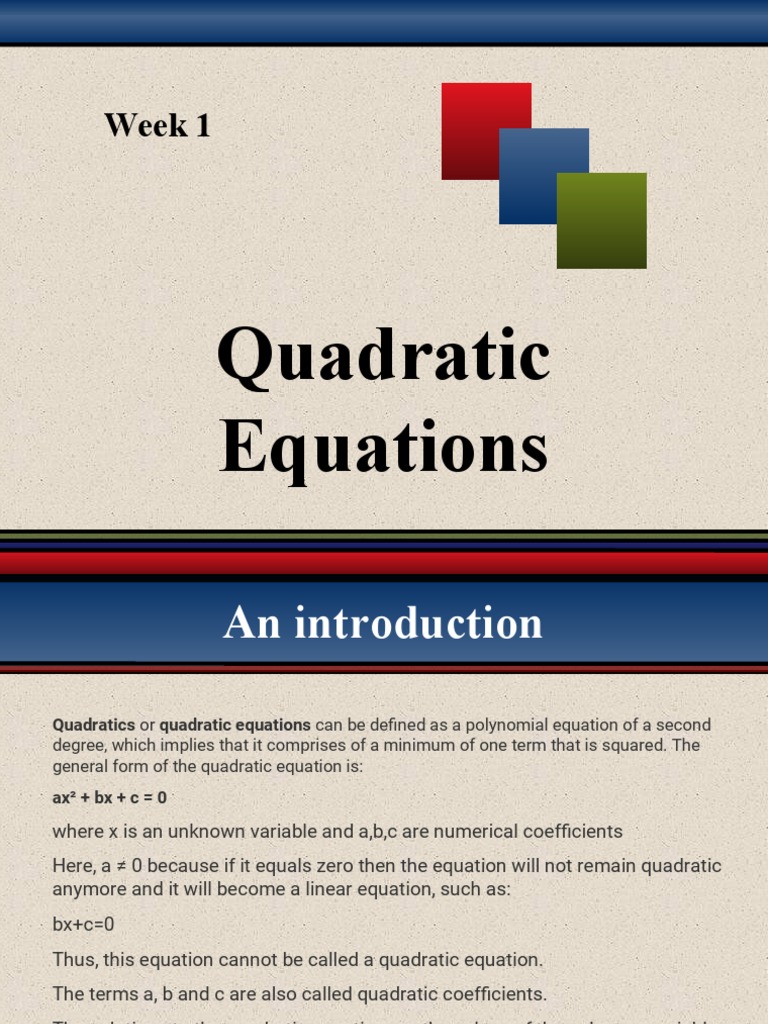 Quadratic Equation | PDF | Equations | Quadratic Equation